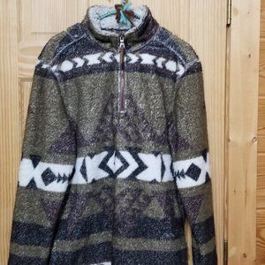 Double Plush Taos 1/4 Zip Pullover in Olive by True Grit XS